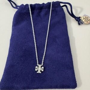 Tory Burch Silver with Crystals Kira Necklace